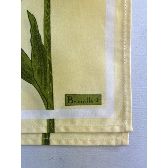 Beauville Napkins Yellow Green Poppy Set of 2 100% Cotton Made in France - Picture 2 of 8